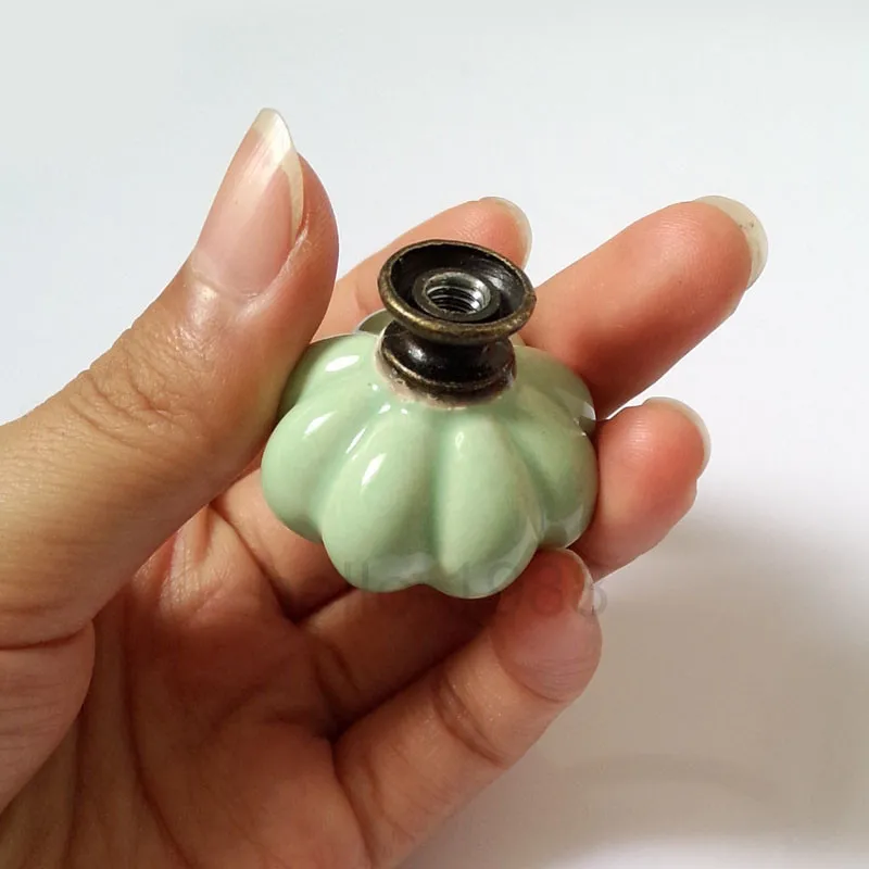 5 шт. 32 мм светло-зеленая керамическая ручка для шкафа с тыквой рукоятка