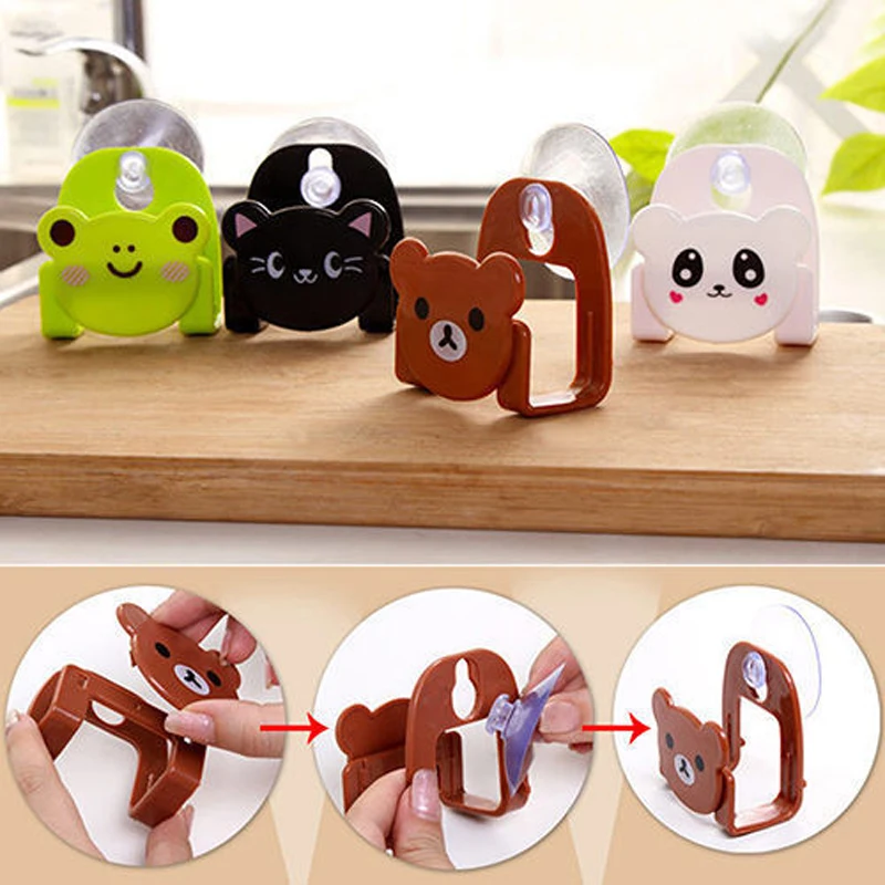 Cartoon Cute Bear Wall Mounted Type Bath Storage Box Organizer Kitchen Soap Bar Holder Drain Shelf Bag Rack | Дом и сад