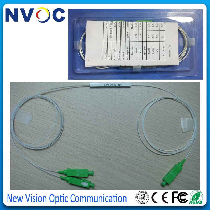 10 шт./лот GPON GEPON 1x2 FTTH стальная труба мини-блок 1 м 0 9 мм SC/APC соединитель