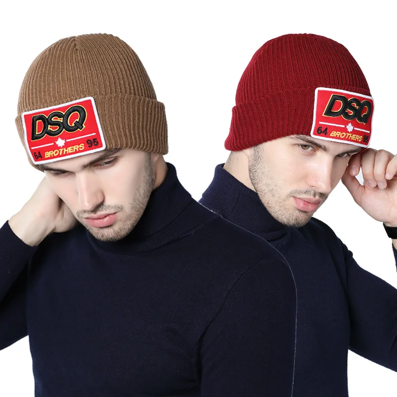 DSQICOND2 новый бренд Skullies Beanie вышивка лыжные вязаные шапки прибытие вязанная DSQ