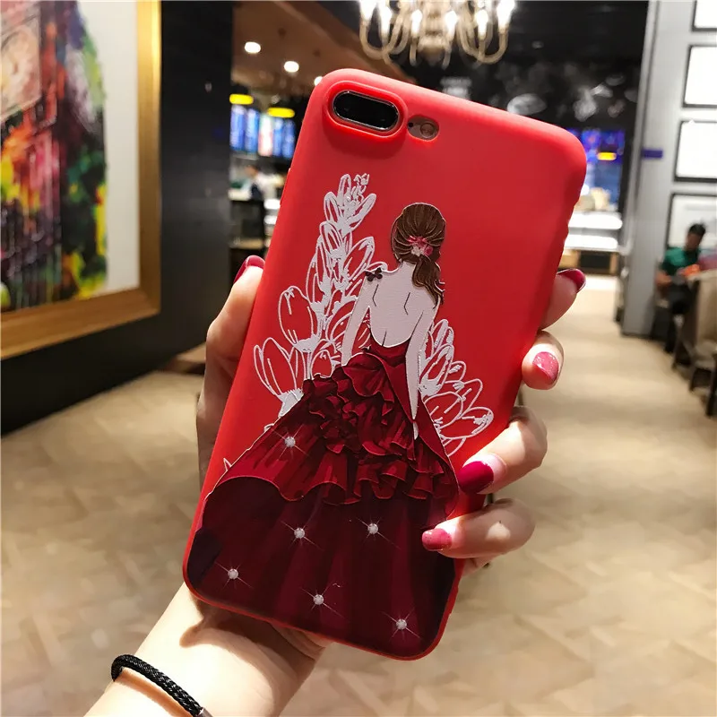 3D рельефный чехол невесты для iPhone 5 S SE 6 6S 7 8 Plus X мягкий из ТПУ Oppo R9 R11 R15 ЧЕХОЛ ДЛЯ vivo