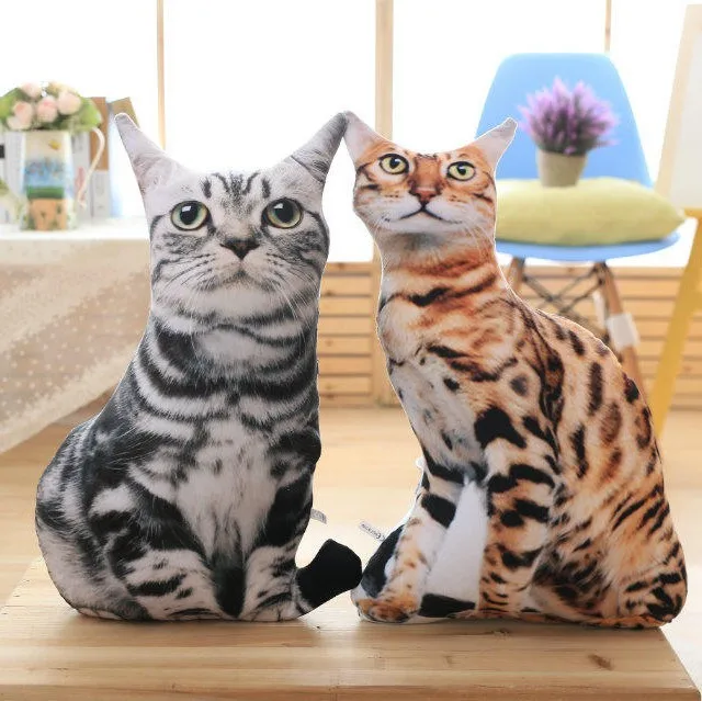 3d-подушка в форме кошки для дивана крутая плюшевая искусственная подушка мягкие