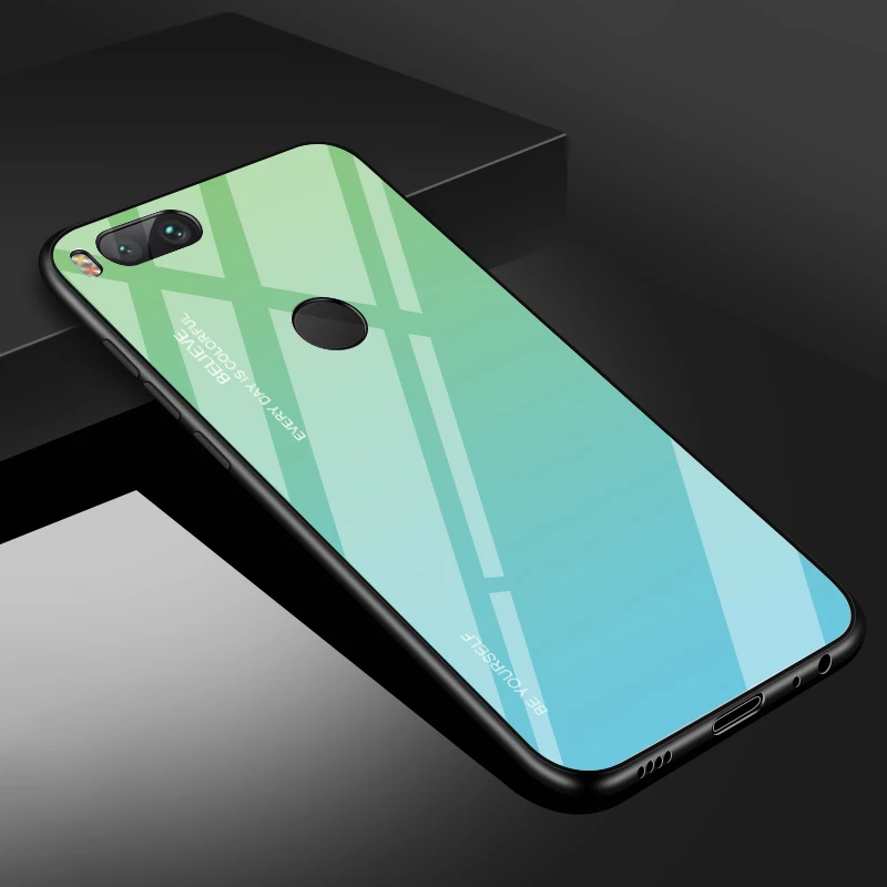 Gradient Glass Case For Xiaomi Mi A2 Lite mi 8 9 lite A1 redmi 6A 6 PocoPhone F1 Back Cover for xiaomi Redmi Note 7 5 Pro case |