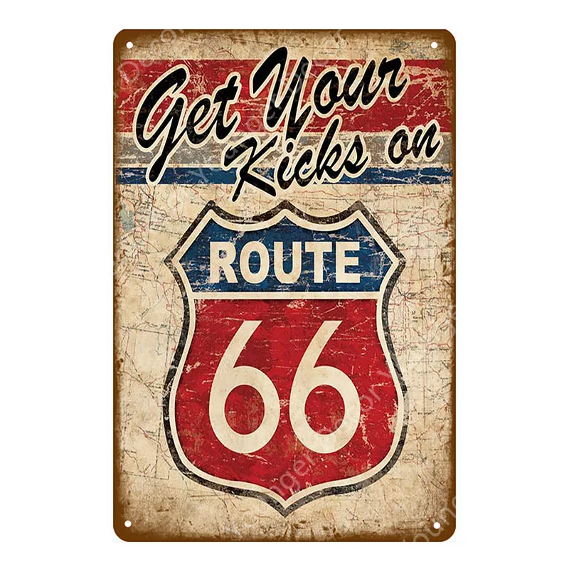 YD7753E US Route 66 Vintage Metal Tin Signs American Road Car Motorcycles Plate Wall Poster Pub Bar Club Home Decor Garage Decoration - Цвет: YD7753E