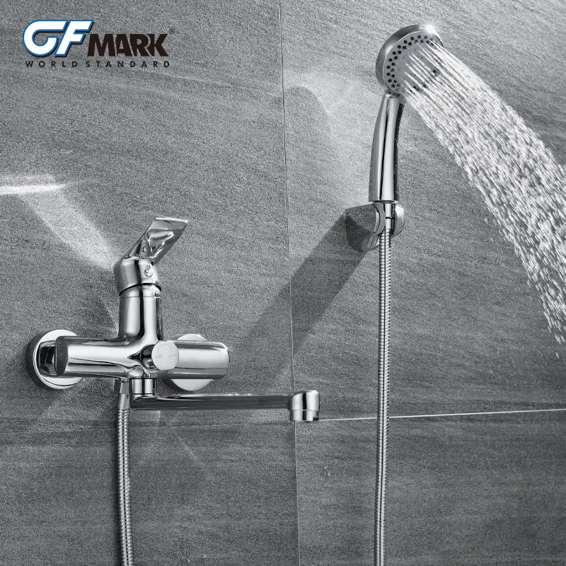 GFmark Набор смесителей для душа с длинным Изливом настенный смеситель ванны из
