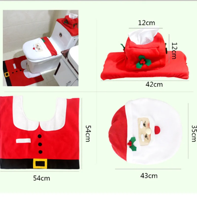 Santa Claus Rug Toilet Seat Cover Bathroom Set Snowman Merry Christmas Decoration Fancy Navidad Xmax Supplies | Дом и сад
