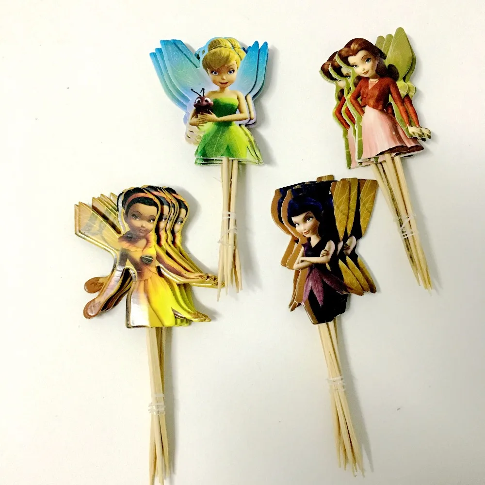 48 шт. Тинкер Белл принцесса кекс топперы мультфильм торт аксессуар День рождения
