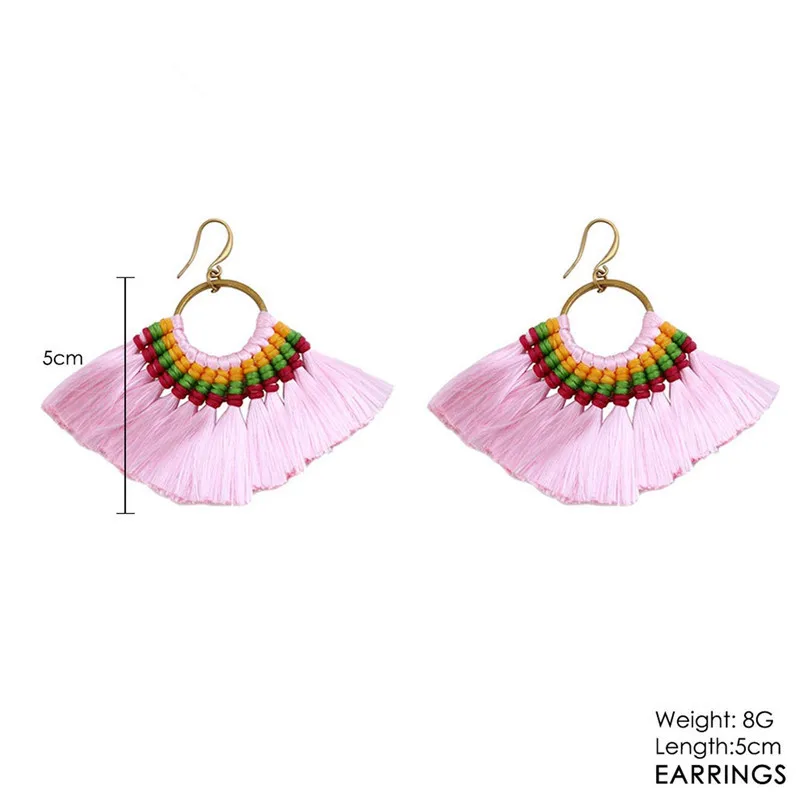 Alamoki 10 Цвета Boho кисточкой Серьги ручной длинные серьги красочные для Для женщин