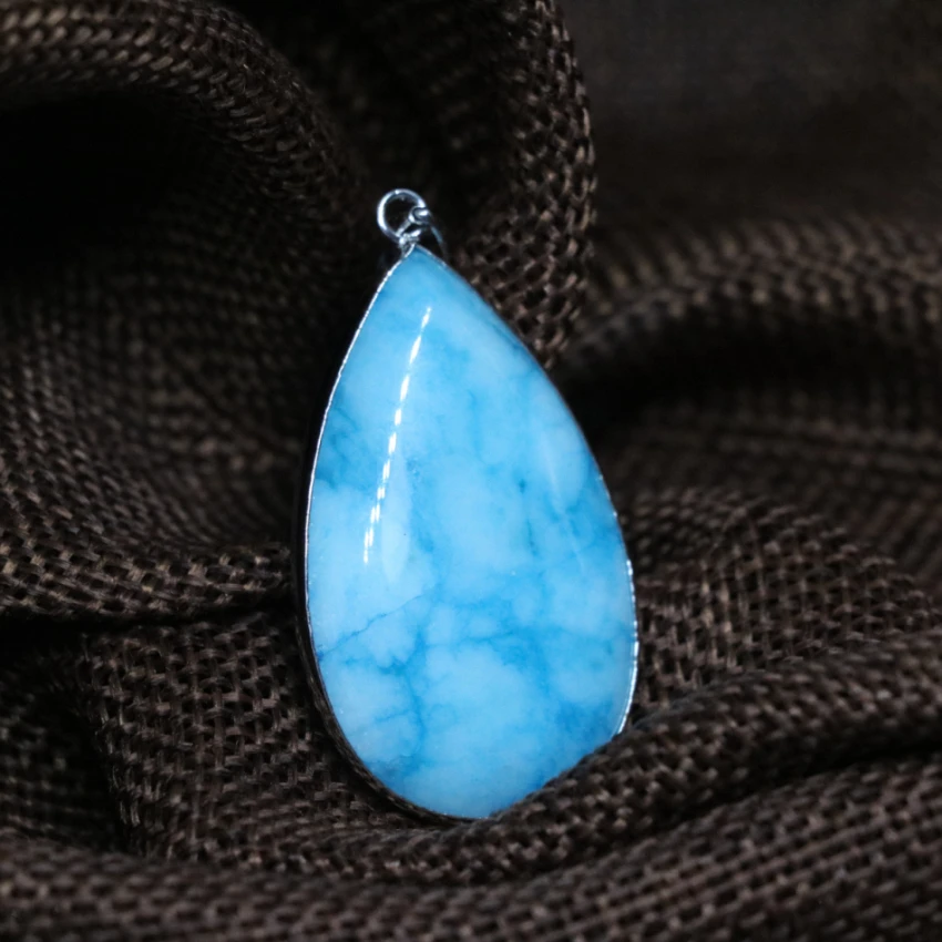 Новое поступление специальный большой Teardrop синий нефрит камнем Халцедон