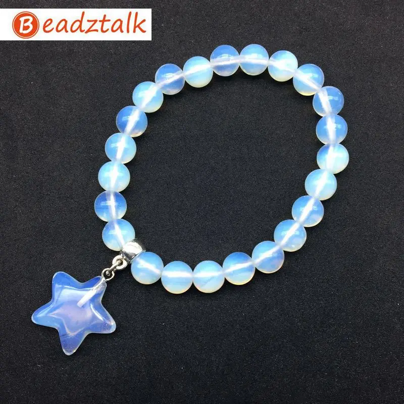 11 цветов натуральный камень Бусины Кулон Пентакль браслеты розовый Кристалл