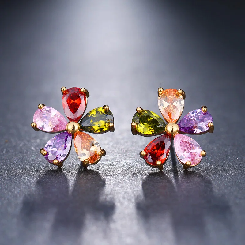 Multicolor LXOEN Druzy красный цветок серьги гвоздики с фианит огранки «маркиза» серьги-гвоздики для женщин подарок Pendientes ювелирные изделия Bijoux - Окраска металла: Multicolor