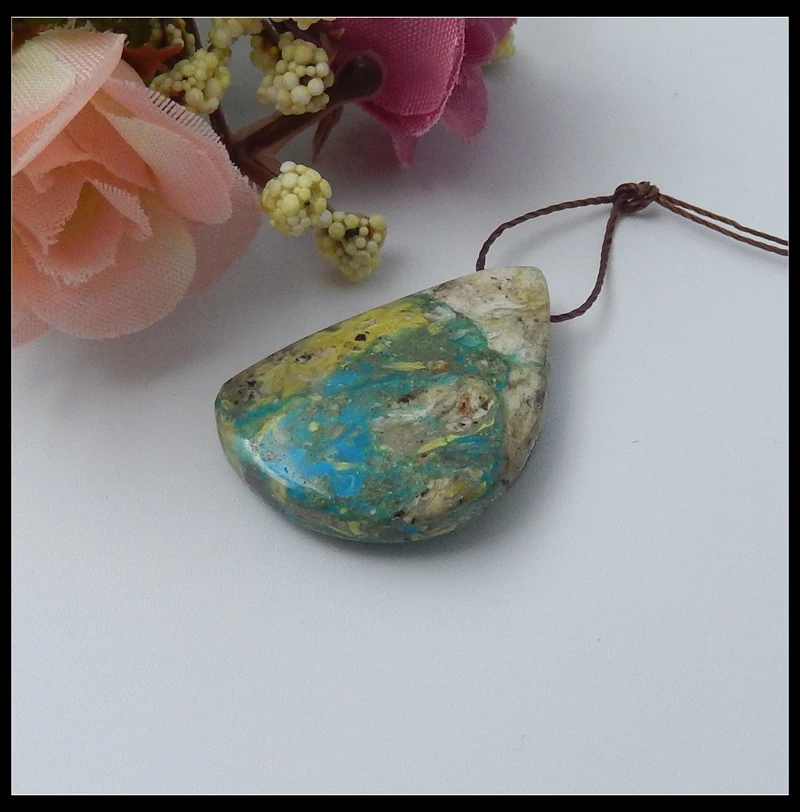 Natural Stone Blue Opal Trendy Necklace Pendant 29x19x7mm 5g