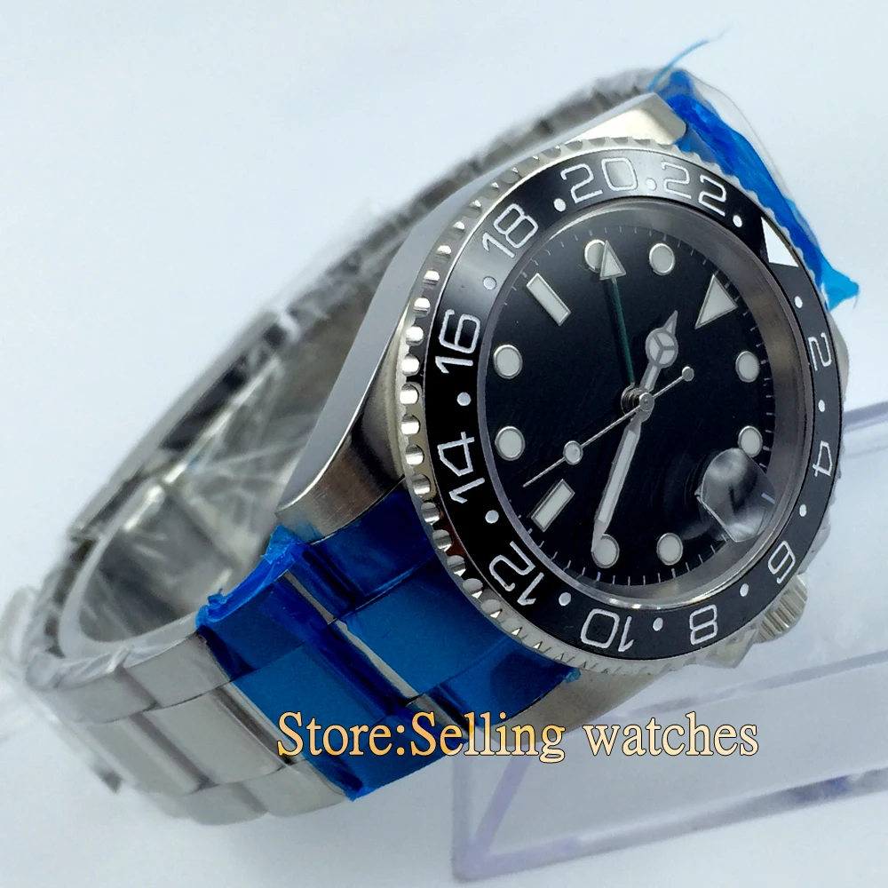 Parnis 40 мм керамический ободок GMT Часы с сапфировым стеклом|glass bottles flip top|glass double edging
