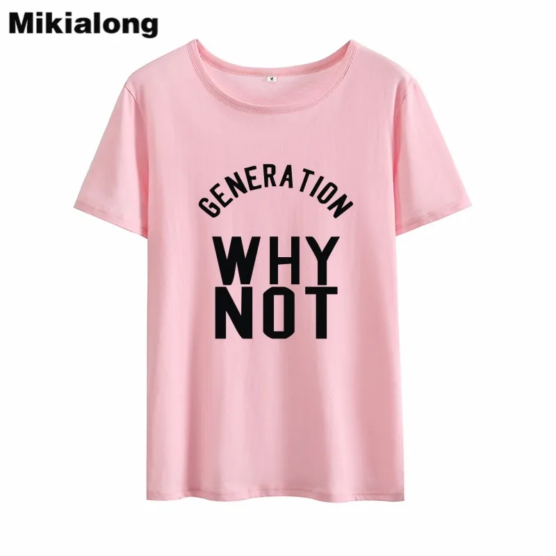 Футболка Mikialong с надписью Why Not летняя женская футболка в стиле Харадзюку черная