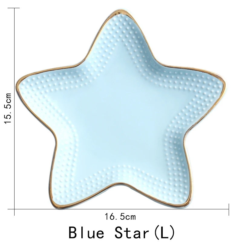 Blue Star(L) Лидер продаж, креативная Керамическая маленькая тарелка в различных стилях со звездой или раковиной, тарелка для десерта, фруктов, закусок, ремесла, подарок для любителей кухонных принадлежностей - Цвет: Blue Star(L)