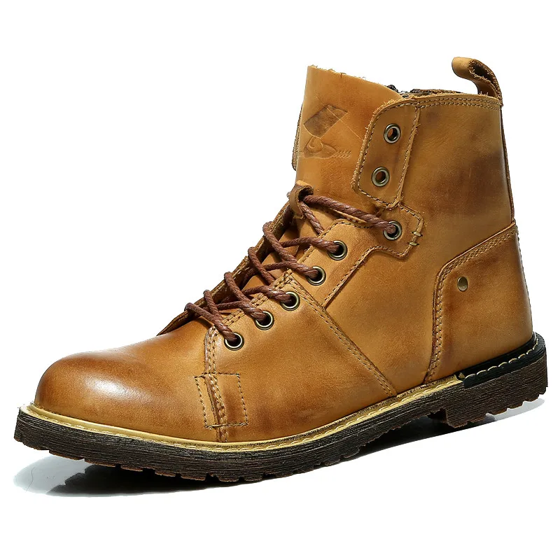 Мужские ботинки из натуральной кожи высшего качества модные зимние коричневые