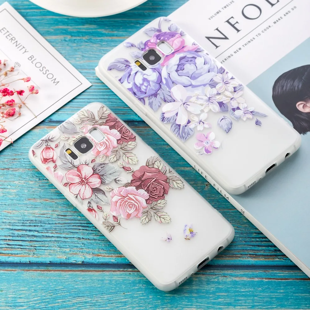 Красный Фиолетовый чехол с цветком розы для iPhone X XR XS Max 5 5S SE 6 6S Plus Мягкий из ТПУ 7 8 11