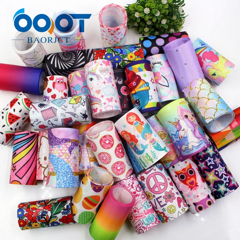 OOOT BAORJCT 19417-1 5 style mix (3&quot)75mm 5yards Various geometric cartoon flowers etc.grosgrain ribbons DIY handmade materials | Дом и