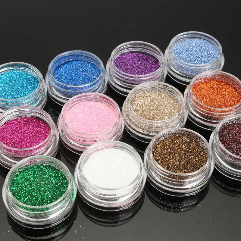 Набор для татуажа пудра временных татуировок 12 цветов Блестящий Алмазный боди