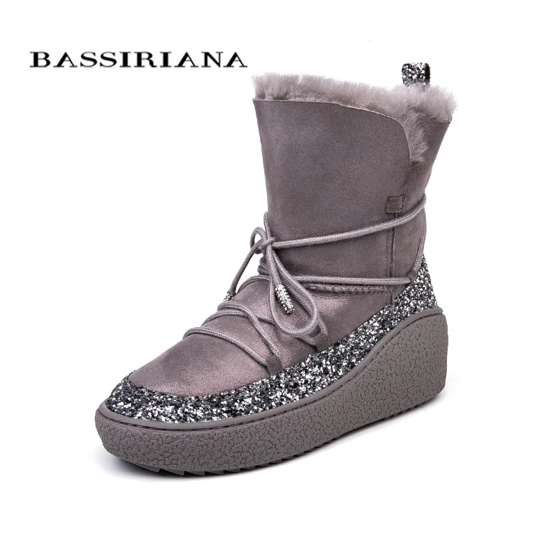 BASSIRIANA/зима Ботинки женские дубленки snowboots черный серый 35-40