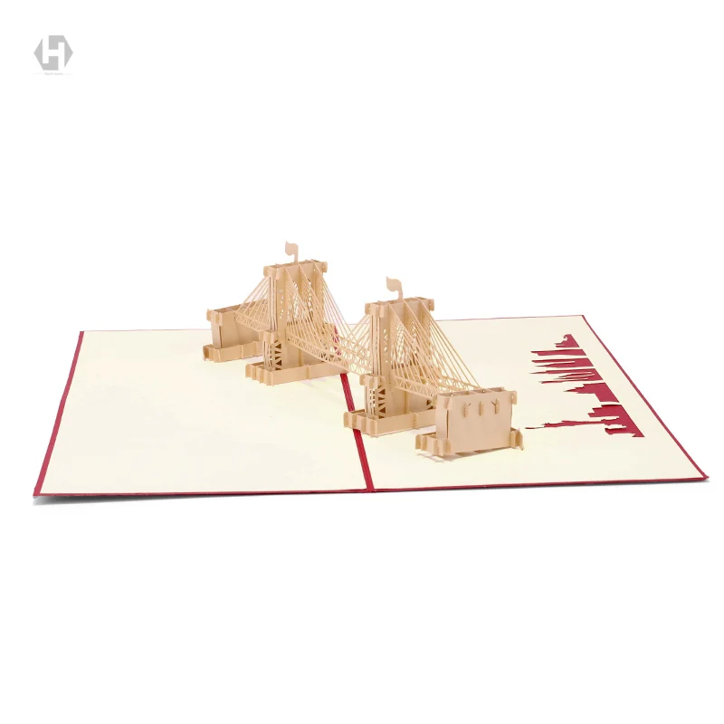Сердце лунный мост карты Крафт лазерная 3D резка бумага всплывающие с конвертом