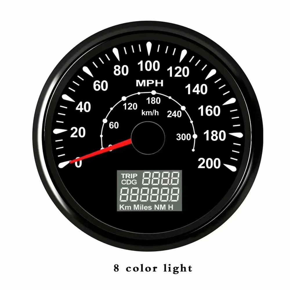 8 color light Универсальный Автомобильный gps измеритель скорости 200mph красный светодиодный датчик скорости для ford focus 2 мотоцикла автомобиля лодки o 85 мм - Цвет: 8 color light