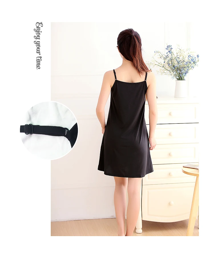 Женское летнее платье юбка с лямками на плечах Нижняя без рукавов ночная рубашка
