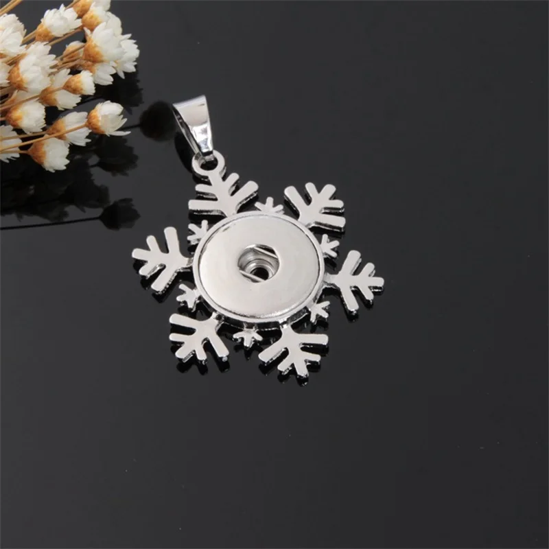 Модные кнопки Сделай Сам ювелирные изделия серебряный полый снег кулон с кнопкой