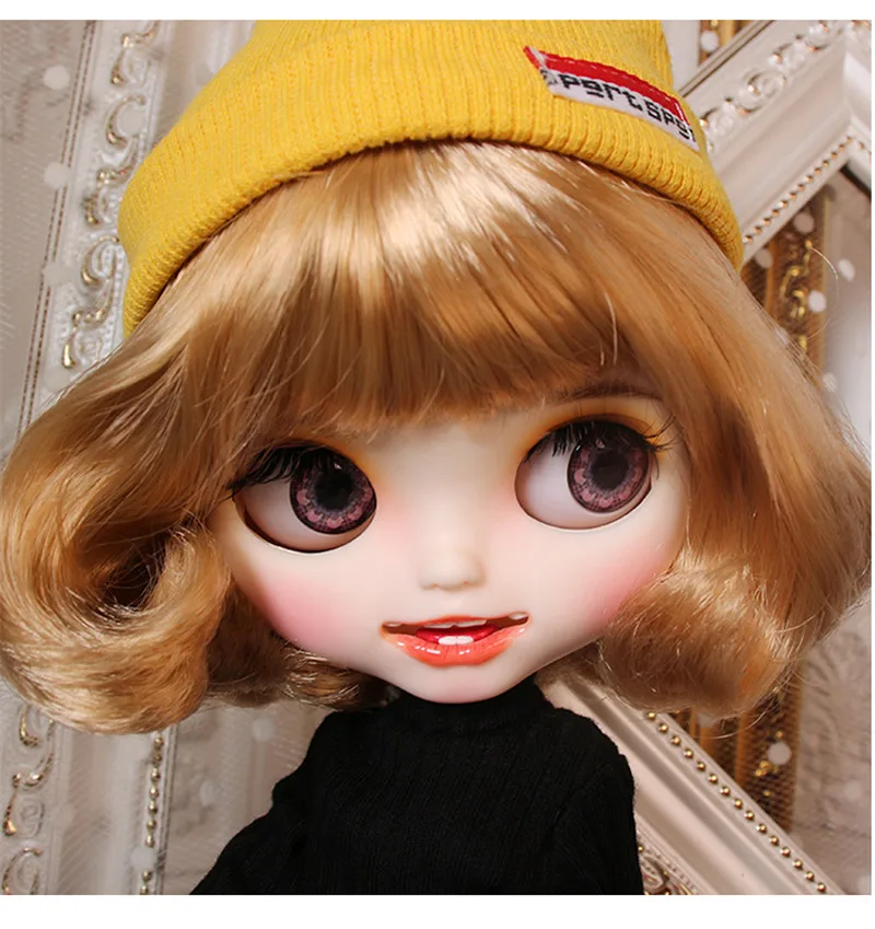 Ледяной обнаженный Blyth кукла для серии № BL2240/3227 медовый каштановый волос резные Губы Улыбка матовое лицо соединение тела 1/6 bjd