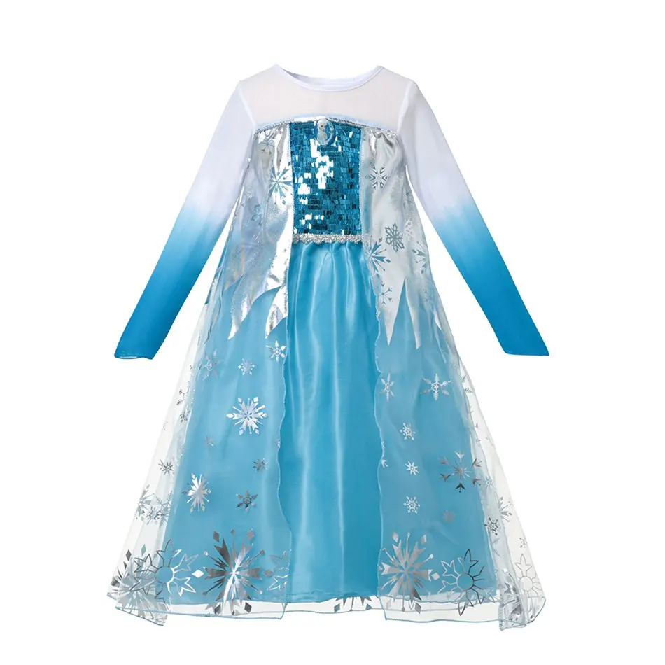 Elsa Dress 01 Платье принцессы Анны и Эльзы для девочек; Детский карнавальный костюм; детская Снежная королева; Эльза и Анна; нарядное платье Эльзы для Хеллоуина - Цвет: Elsa Dress 01