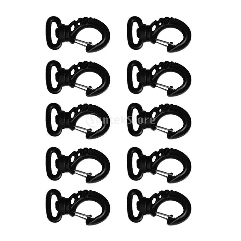 10 шт. черный пластиковый поворотный пружинный карабин зажим Пряжка подходит для