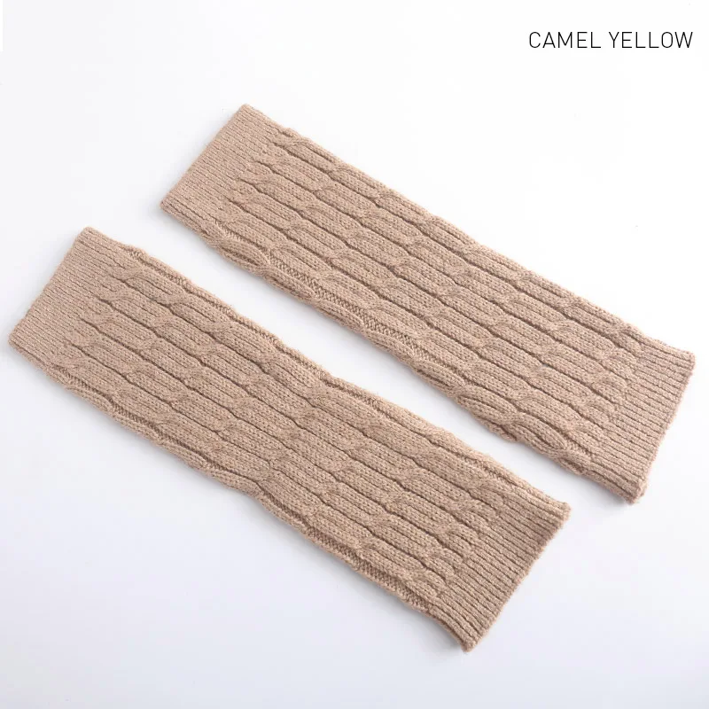 Camel Yellow Распродажа упаковок, 5 шт., женские перчатки без пальцев из тонкой шерсти, толстые вязаные гетры для рук с отверстием для большого пальца, рукава для рук, опт и розница - Цвет: Camel Yellow