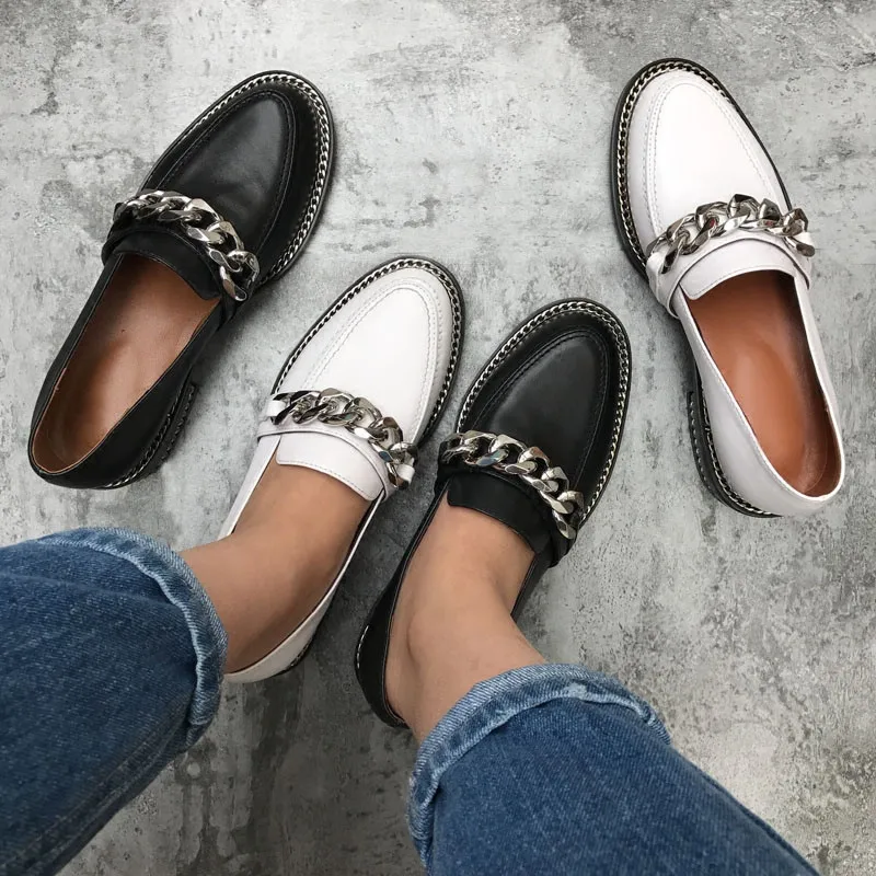 Модные лоферы обувь с украшением в виде цепочки женская роскошная дизайнерская