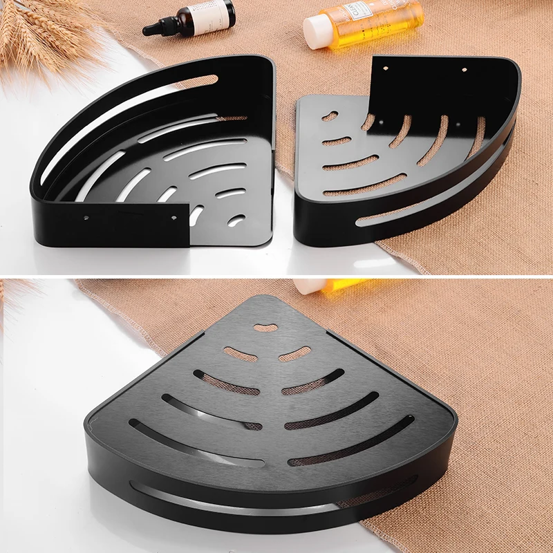 Полка для ванной комнаты черная алюминиевая угловая полка держатель полки