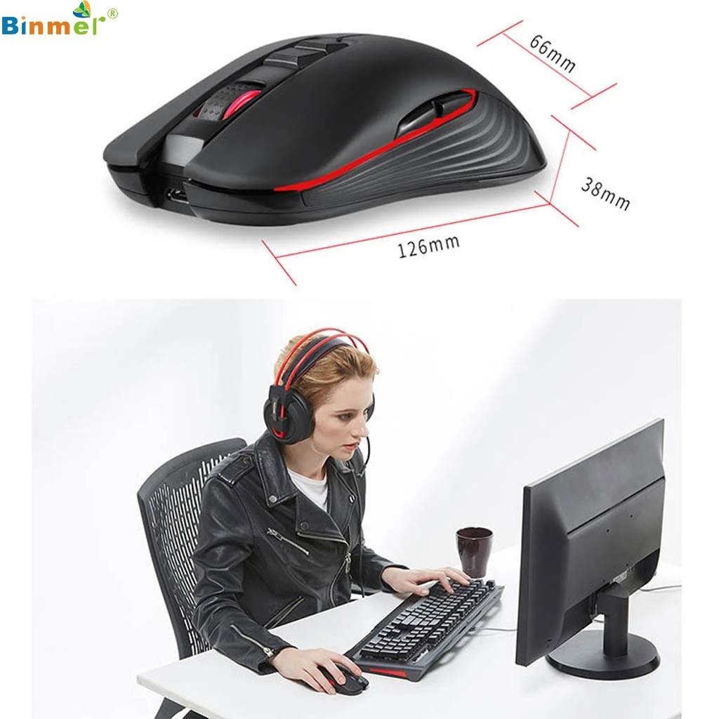 Binmer 2.4G wireless mouse rechargeable home lighting desktop computer mute notebook gaming 7-key portable 2019 Hot | Компьютеры и