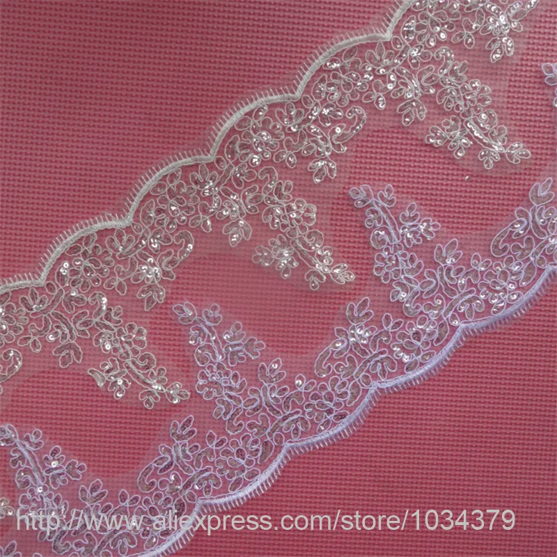 Изящные 9 метров 14 см блестки слоновая кость белый цветок из ткани Venise Венеция