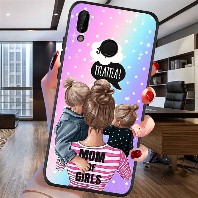 Модный чехол для девочек телефона с надписью Super Mom baby Huawei P8 P10 P20 P30 Mate 10 20 Honor 8 8X 8C 9