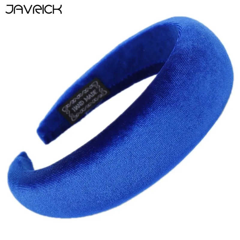 Royal Blue JAVRICK женская мягкая широкая губчатая повязка на голову блестящая бархатная Сладкая конфетная расцветка обруч для волос винтажные вечерние утолщенные Эластичные Головные уборы - Цвет: Royal Blue