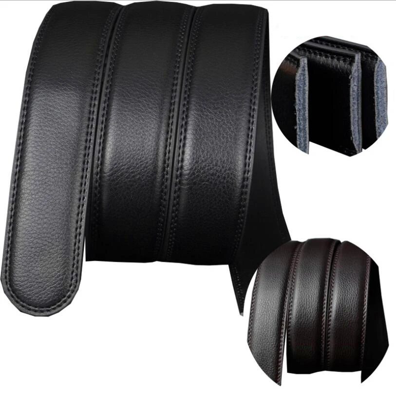 zpxhyh Luxury No Buckle Belt Brand Belt Men High Quality Male Genuine Real Leather Strap forJeans Belt Cinturones Hombre 160cm