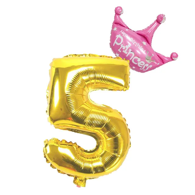 Pink 5 1 компл. 32 дюймов Корона цифры фольга золото и серебро Количество шар поплавок надувные шары День рождения Свадебные украшения Поставки - Цвет: Pink 5