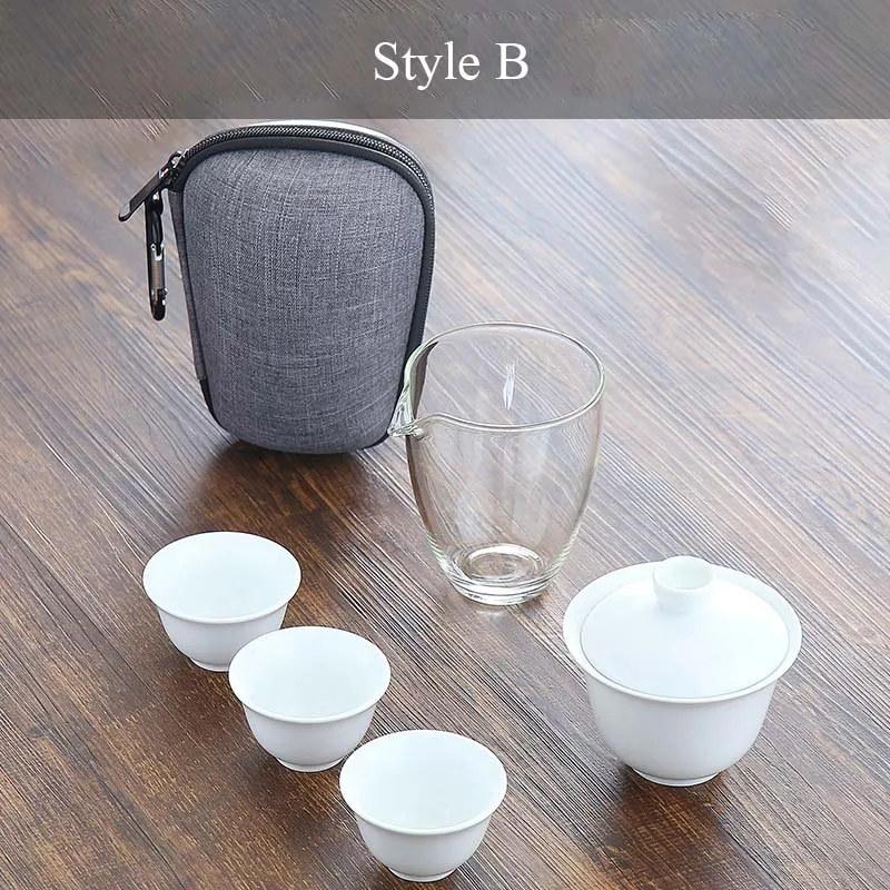 TANGPIN керамический чайник gaiwan чайные чашки китайский чайник портативный дорожный чайный набор - Цвет: Style B