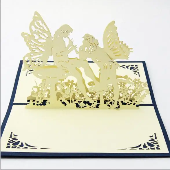 Бабочка ангел Открытка 3d стереоскопический Корея творческий diy ручной резьбой