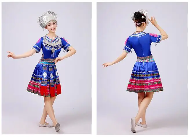 Новая мода Hmong одежда Tujia этнические танцевальные китайские танцевальные костюмы