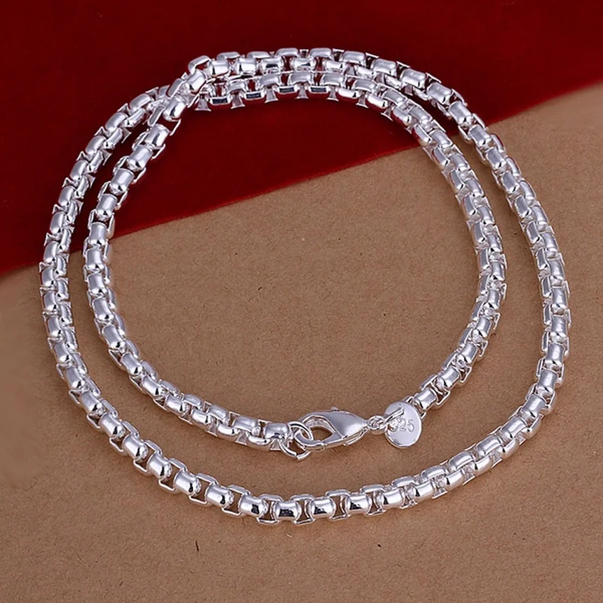 Серебряное изысканное роскошное очаровательное модное женское и мужское свадебное благородное ожерелье с подвеской 20 Дюймов Серебряное ювелирное изделие N053