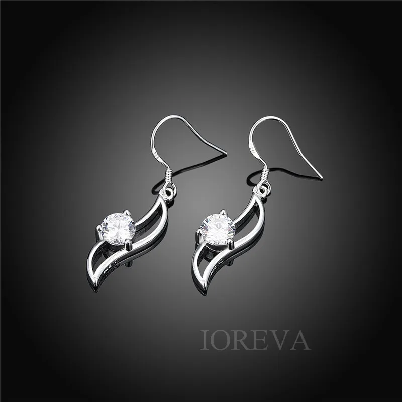 Падение листьев серьги для женщин циркон имитация алмазный посеребренные