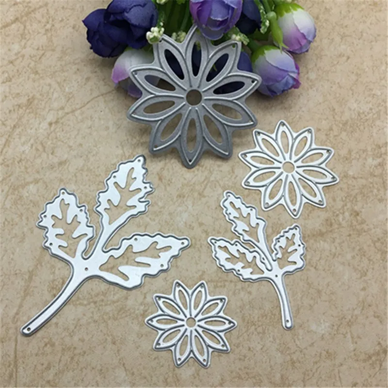 

5pcs flower and leaf Metal Cutting Dies Stencil Scrapbooking Photo Album Card Paper Embossing Craft DIY