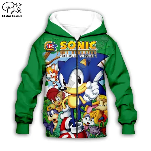 Super Sonic/толстовки с капюшоном; Детское пальто на молнии; пуловер с длинными рукавами; свитер; уличная одежда; Повседневный Спортивный костюм; пальто с капюшоном; брюки - Цвет: Kids  zip hoodies