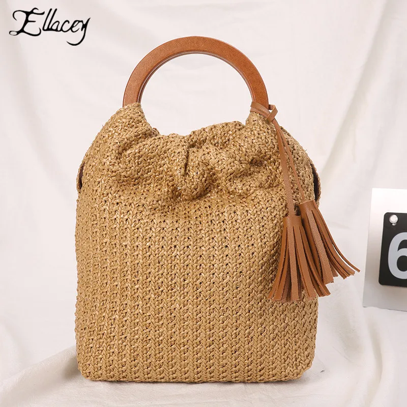 Модная Сумка-мешок с застежкой новые украшения кисточками женские сумки Круглая