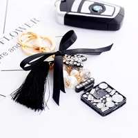 creative butterfly perfume bottle key chains ring ice silk tassel keychains car keyrings fashion jewelry bag charm pendant