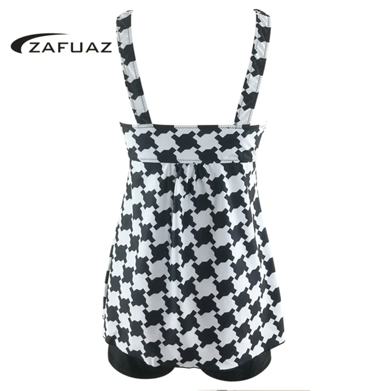 2019 плюс размер винтажный женский купальник с рисунком из двух частей платье